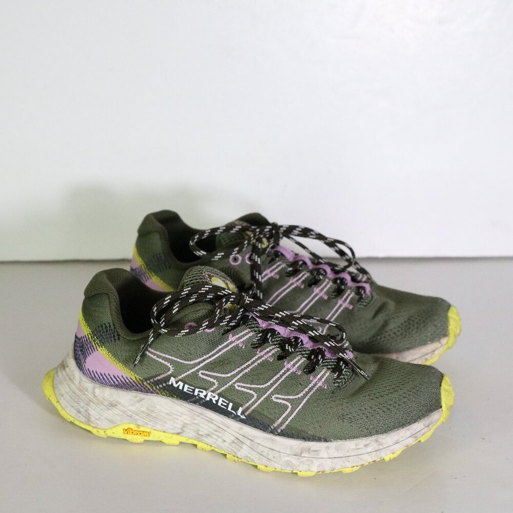 Merrell Moab Flight Hiking Shoes Womens 6‎ Green Purple Trail Running Float Pro